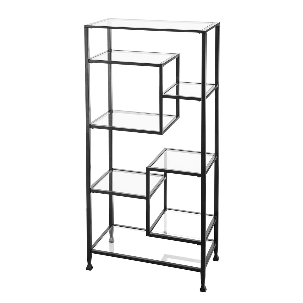 SEI Furniture Jensen Metal Asymmetrical Display Bookcase Etagere