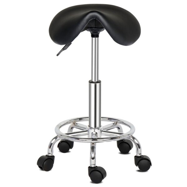 Saddle Stool Ha Ha Feet Rotation Bar Stool Black - (37 x 34 x 51-65)cm (L x W x H)