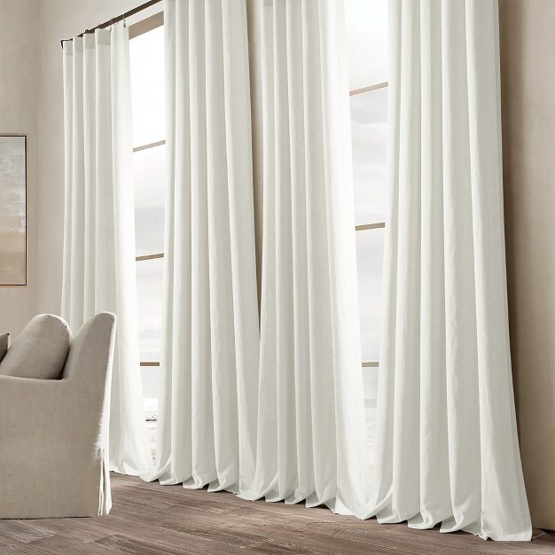 Home Boutique Belgian Flax Prewashed Linen Rich Cotton Blend Window Curtain Panel Single White 50x96