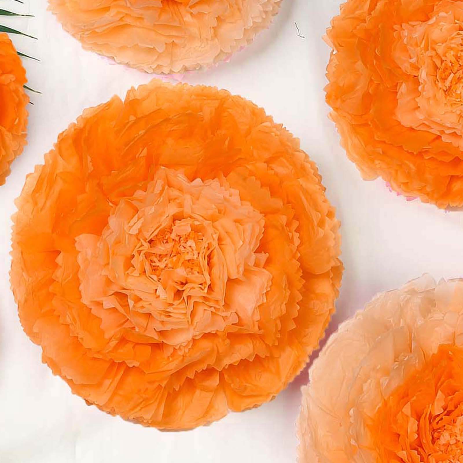 Set of 6 Coral Orange Carnation 3D Paper Flowers Wall Decor 7