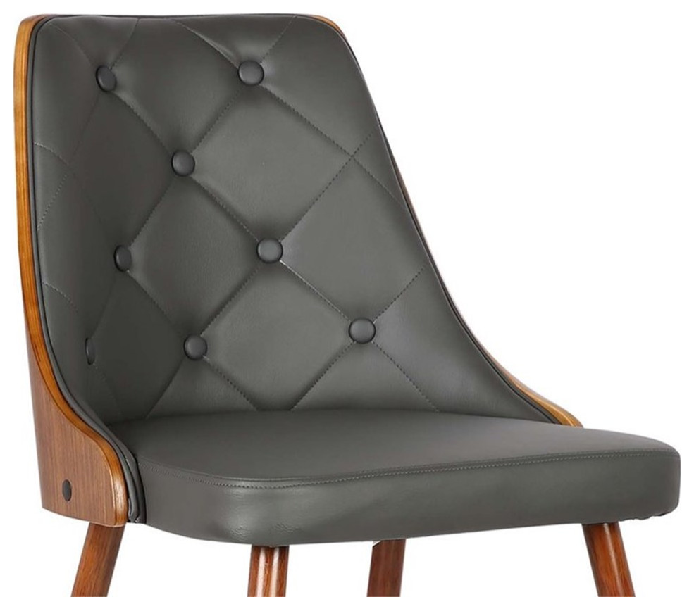 Armen Living Lily Modern Leather Dining Chair in Walnut Wood and Black   Midcentury   Dining Chairs   by Homesquare  Houzz