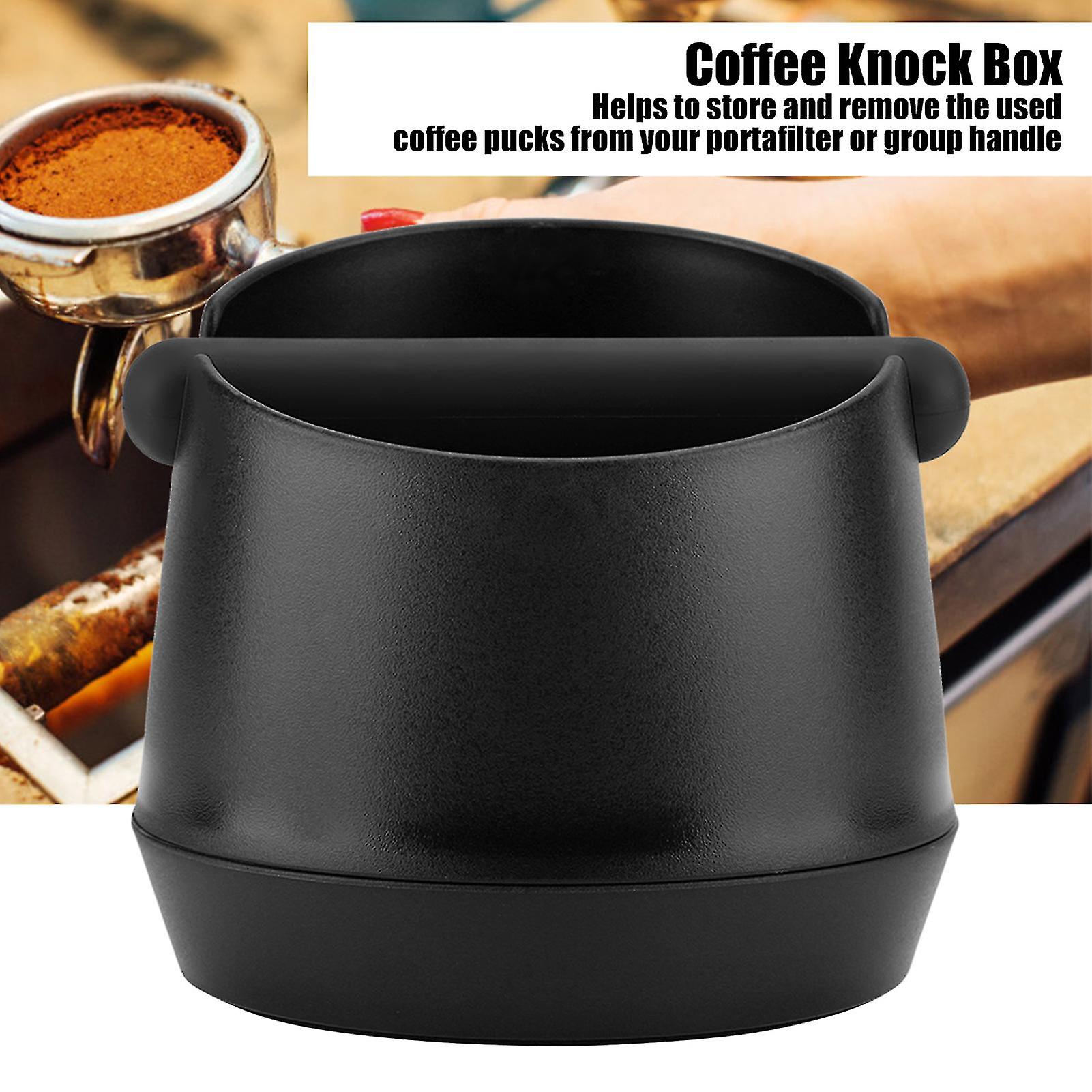 ABS Coffee Knock Box with Detachable Rubber Bar Espresso Grounds Pucks Container (Black)