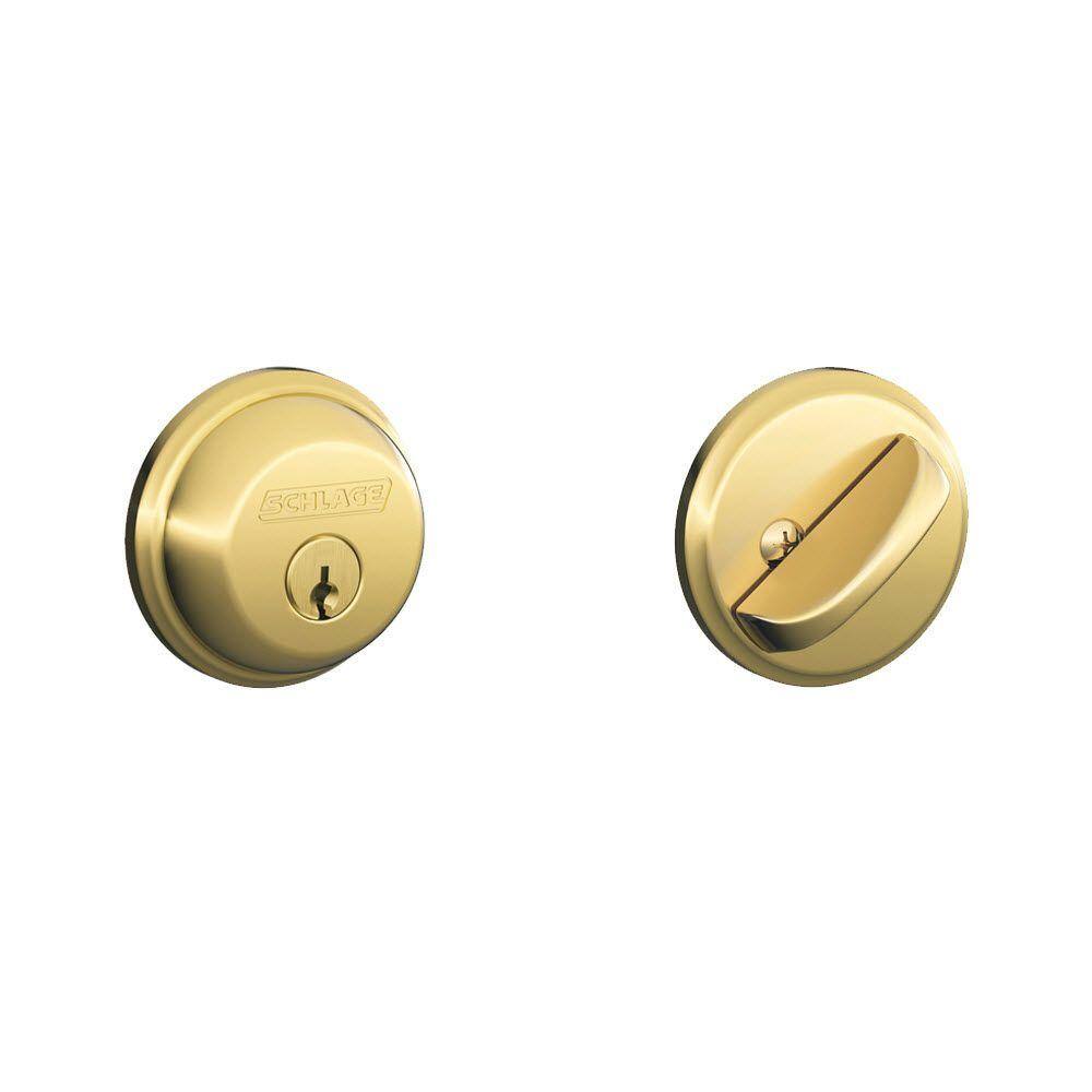 Schlage B60 Series Bright Brass Single Cylinder Deadbolt Certified Highest for Security and Durability B60N 505 605