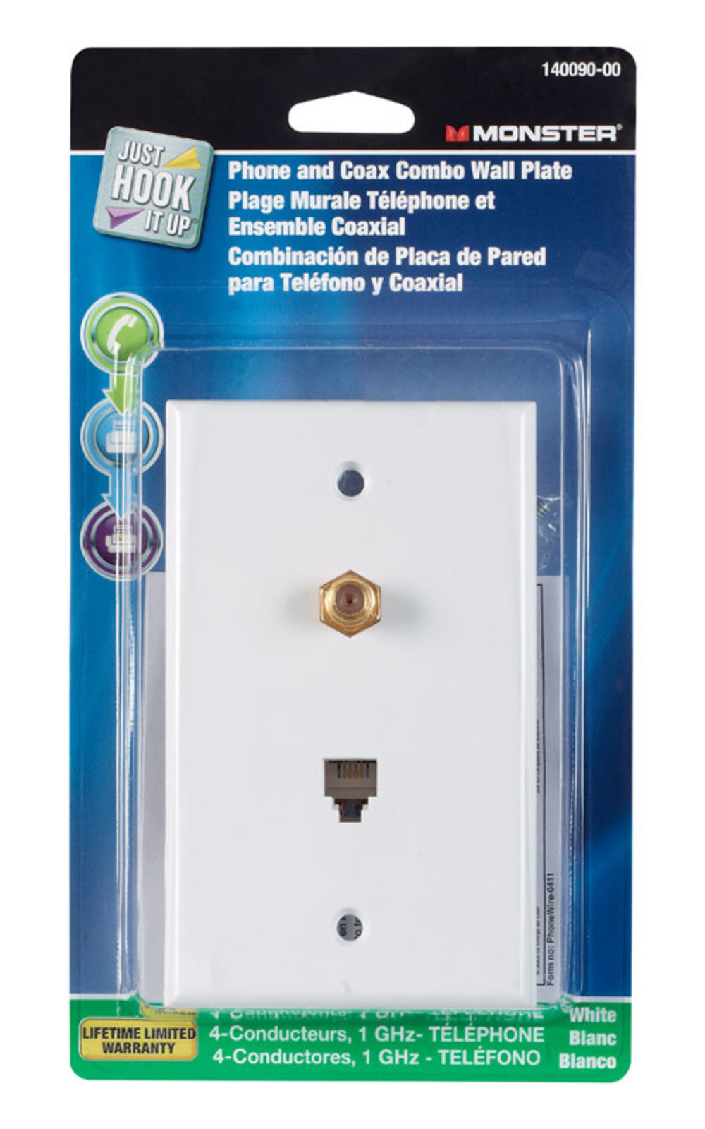 WALLPLATE COAX/PHONE WHT