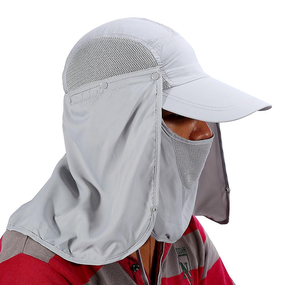 360 Degree Quick Drying Uv Protection Cap Neck Ear Flap Cover For Outdoors(grey)