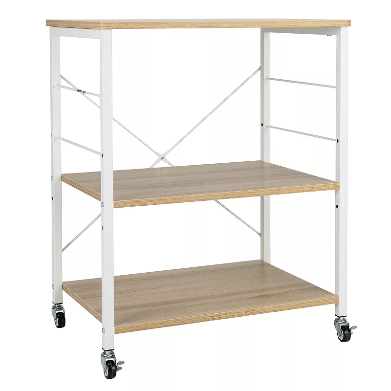 3-Tier Kitchen Baker's Rack Microwave Oven Storage Cart with Hooks