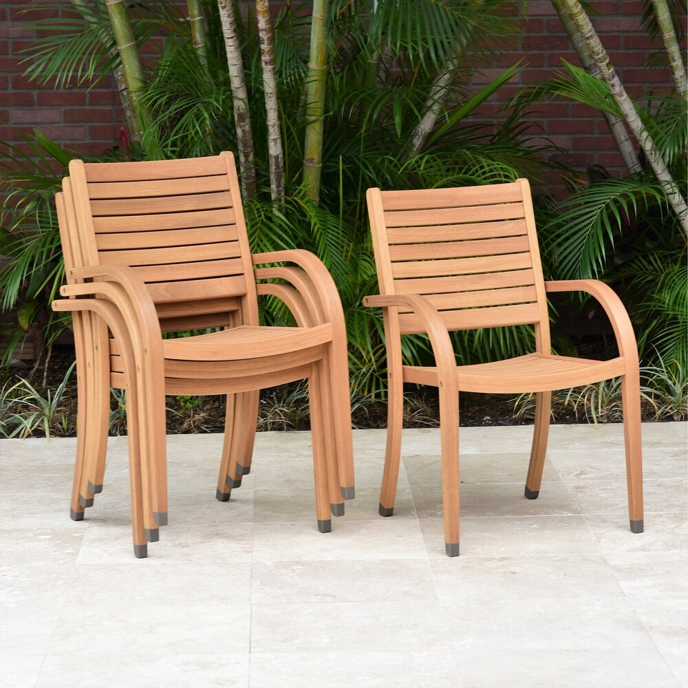 Amazonia Malaga Eucalyptus/Teak Finish 8 piece Rectangular Patio Dining Set with armchairs