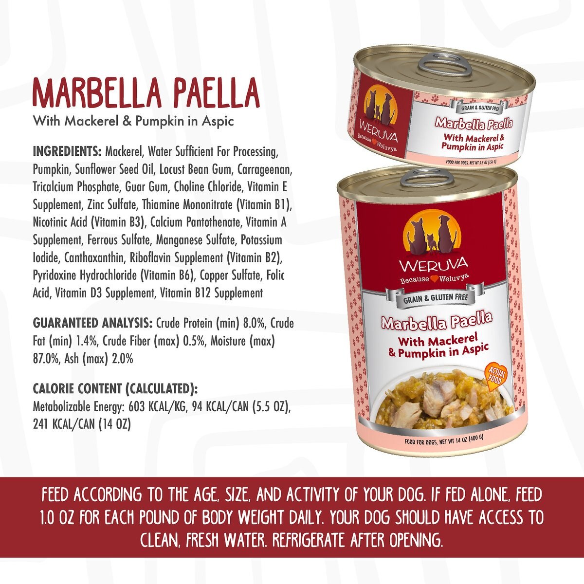 Weruva Marbella Paella with Mackerel and Pumpkin in Aspic Grain-Free Canned Dog Food