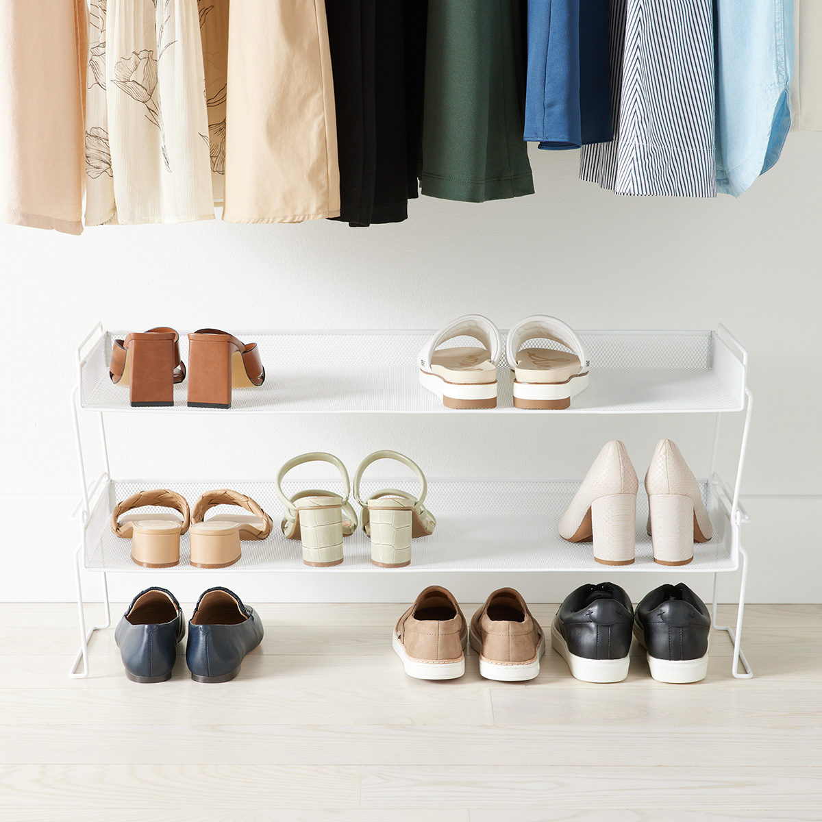 White Mesh Stackable Shoe Shelf