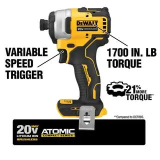 DEWALT ATOMIC 20V MAX Cordless Brushless Compact 14 in. Impact Driver Kit and ATOMIC Brushless Compact 12 in. Hammer Drill DCF809C2WCD709B