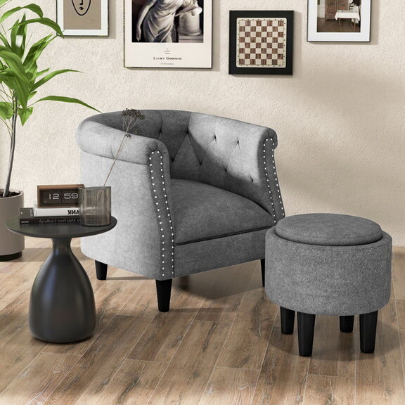 Costway 16735298 Modern Accent Chair with Ottoman ...