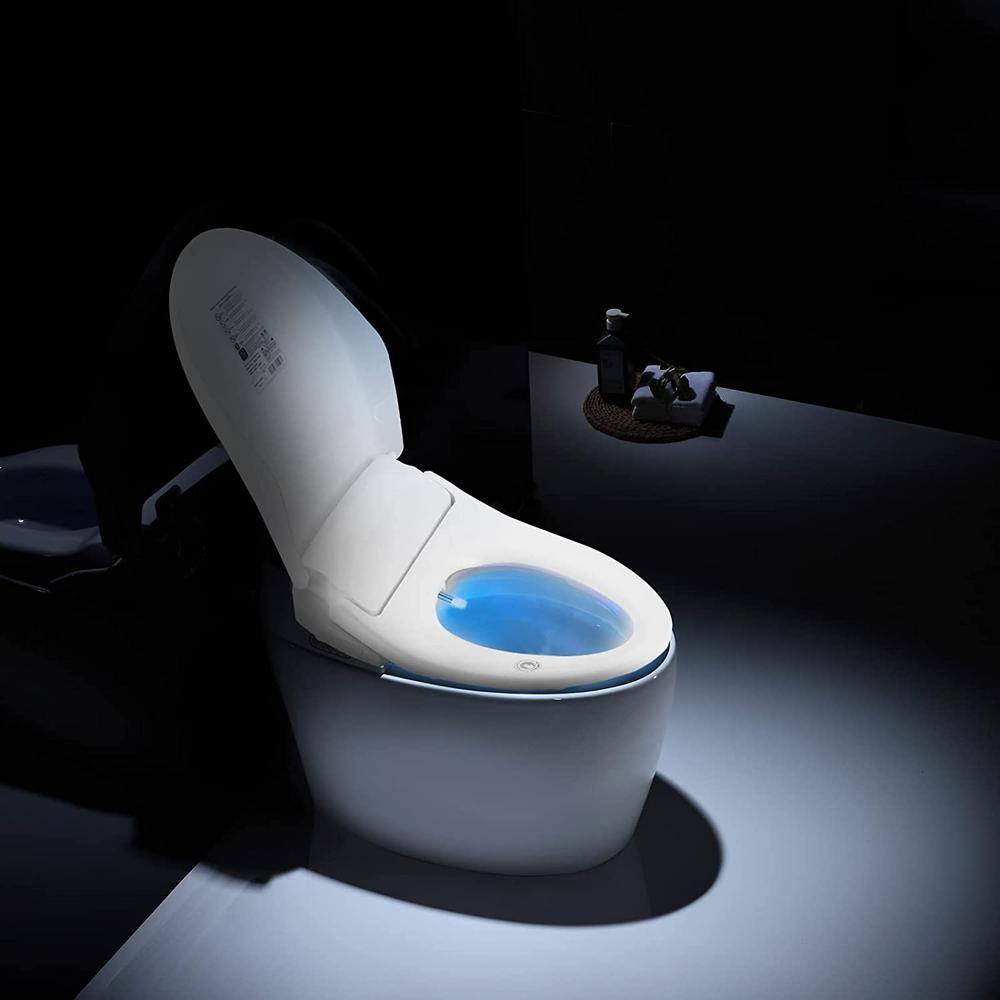 Aoibox Electric Bidet Seat for Elongated Toilet in. White with Heating Warm Water Washing Hot Air Dryer Remote Control SNMX5129