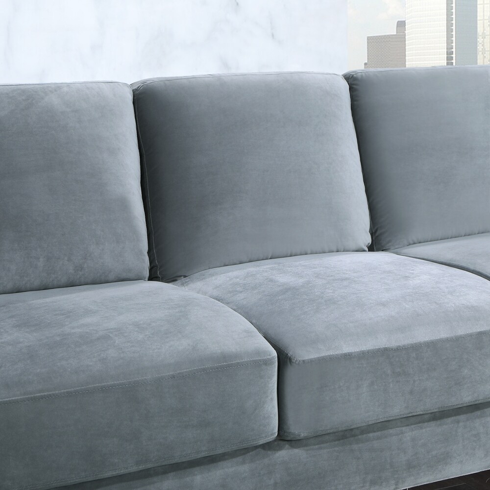 Modern Velvet 3 Seater Sofa Versatile Removable Cushions Couch Foam Cushions Sofa with Wood Frame for Living Room