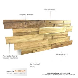 Realstone Systems Reclaimed Wood 12 in. x 24 in. x 12 in. Natural Teak Wood Wall Panel (10-PanelsBox) 188385546