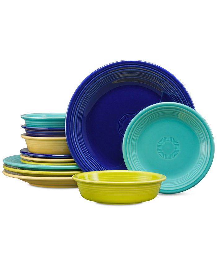 Fiesta Mixed Cool Colors 12-Pc. Classic Dinnerware Set Service for 4