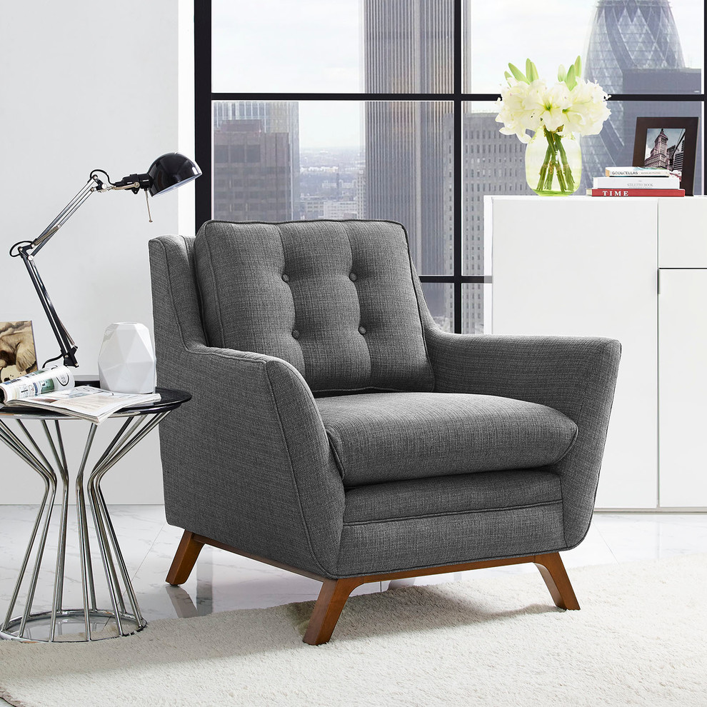 Beguile Upholstered Fabric Armchair   Midcentury   Armchairs And Accent Chairs   by Uber Bazaar  Houzz