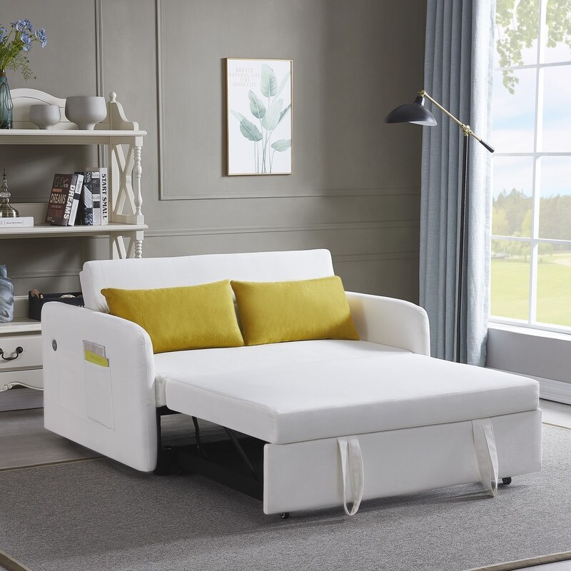 Multifunctional Sofa Bed with USB Socket and Two Pillows