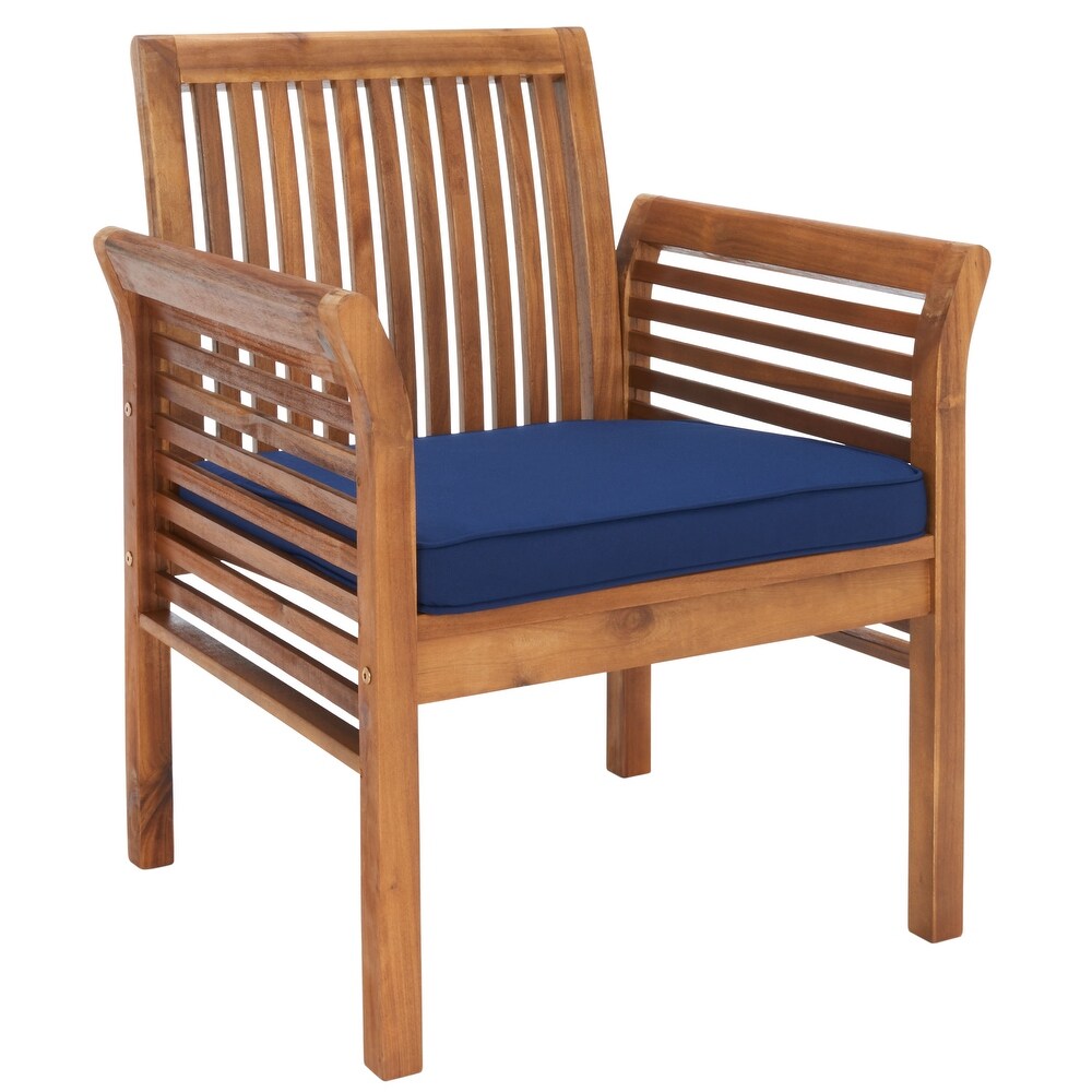 SAFAVIEH Outdoor Living Carson 4 piece Teak Brown/Navy Patio Set