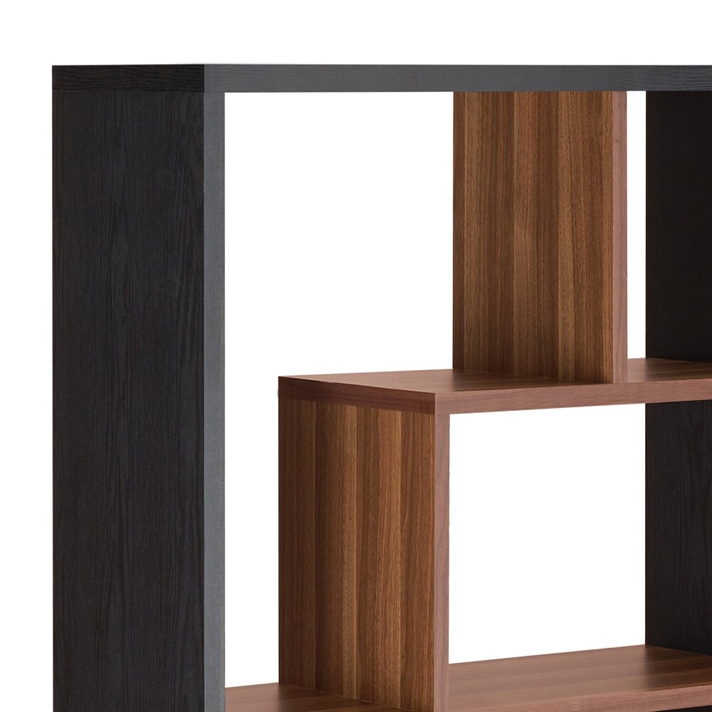 Mylinh Black and Walnut 6 tier Bookshelf