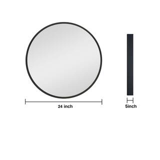 24 in. W x 24 in. H Medium Round Black Framed Aluminum Alloy Surface Mount Medicine Cabinet with Mirror ASMBPSR2424