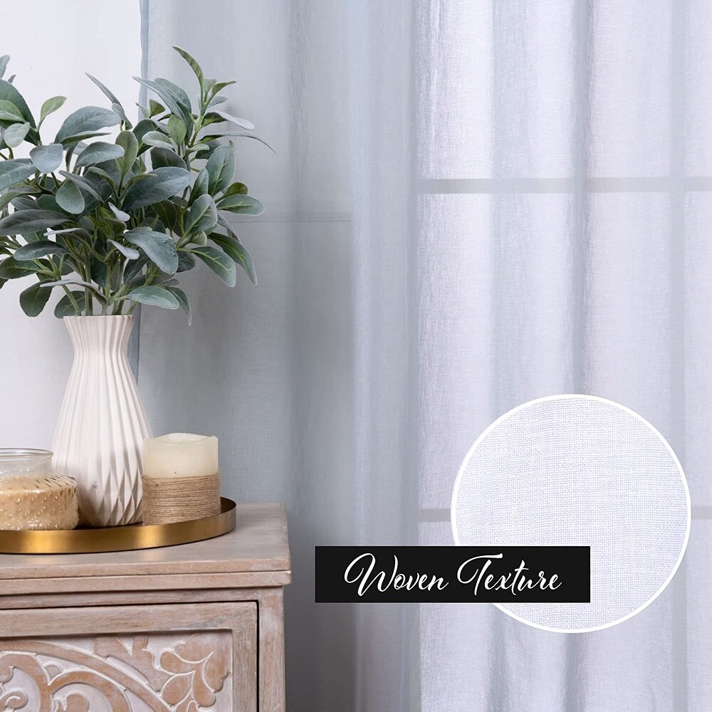 Aurora Home Linen Textured Semi Sheer Curtain Panels Rod Pocket Panel Pair   84\