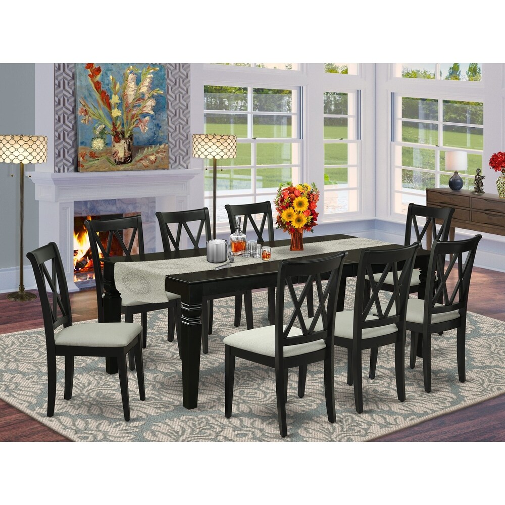 East West Furniture Dining Table Set  A Round Table and Linen Fabric Dining Chairs  Linen White (Pieces   Finish Options)