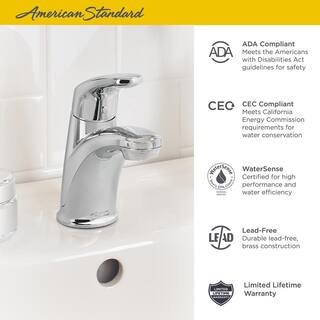 American Standard Colony Pro Single Hole Single-Handle Bathroom Faucet with Pop-Up Drain in Brushed Nickel 7075100.295