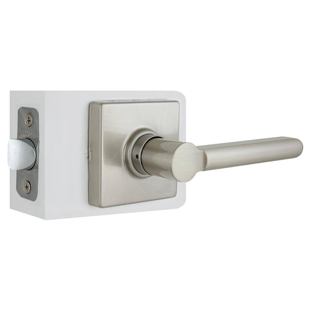 Defiant Tonbridge Satin Nickel Hall and Closet Door Lever with Square Rose (4-Pack) 32LD6X203BAD4