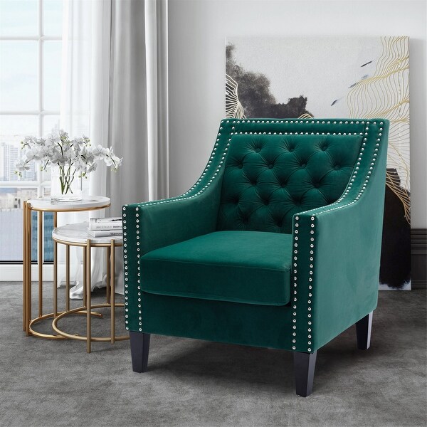 Accent Armchair with nailheads and solid wood legs