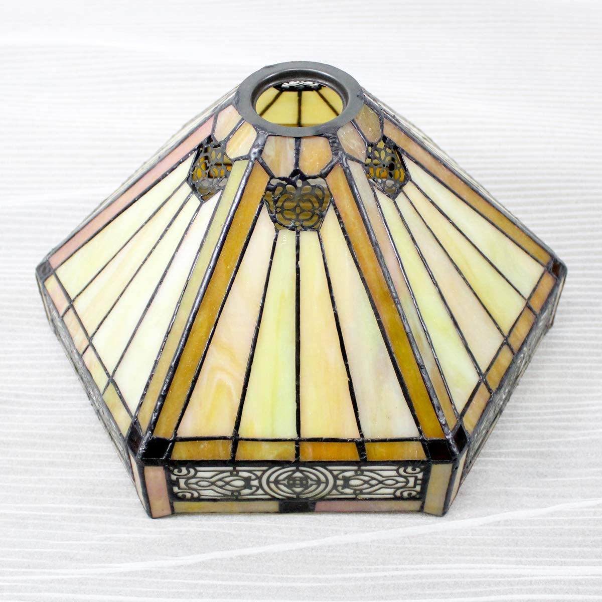 BBNBDMZ Tiffany Floor Lamp Yellow Hexagon Stained Glass Mission Light 12X12X66 Inches Torchiere Standing Corner Torch Uplight Decor Bedroom Living Room  Office S011 Series