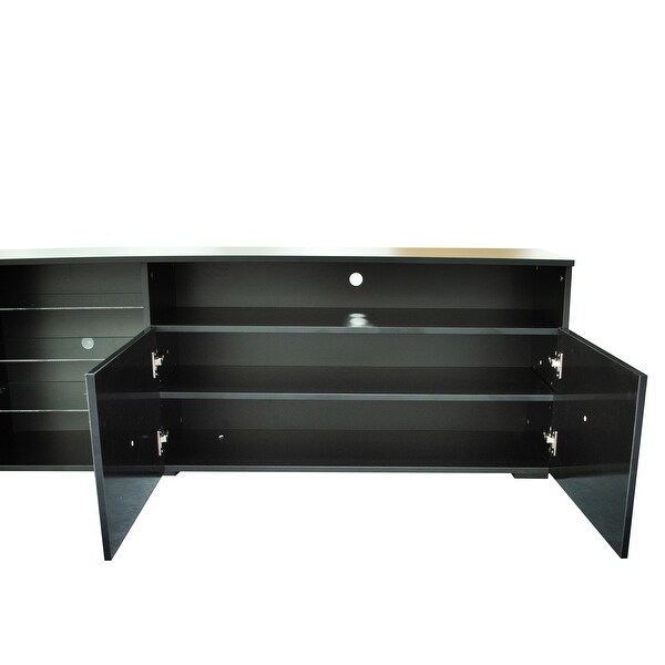 TV Stand Matte Body High Gloss Doors Modern TV Stand LED，Black