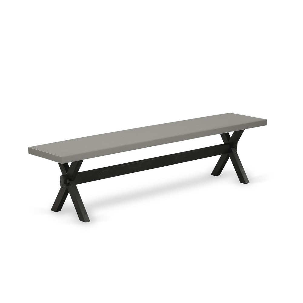 East West Furniture X Style Modern Dining Bench with Wooden Seat(Finish Options)