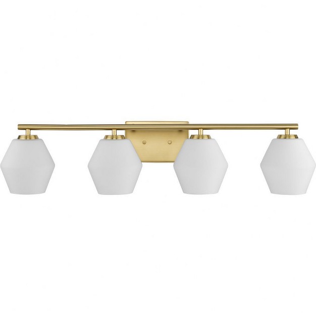 Progress Lighting Copeland 4 light Vanity Light Brushed Gold Opal Glass Shades