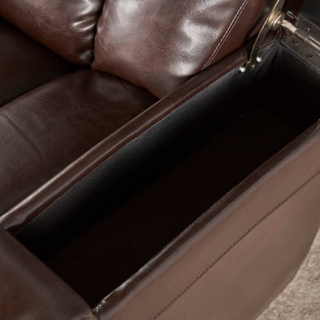 Emersyn Tufted Leather Power Recliner With Arm Storage And Usb Cord Brown Christopher Knight Home