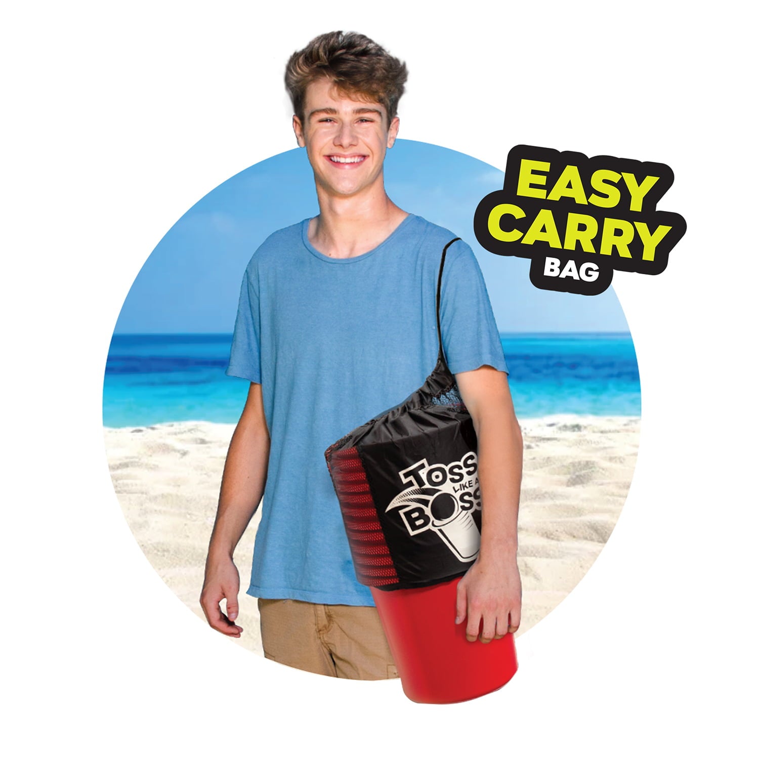 Banzai Toss Like A Boss Outdoor Giant Pong Lawn Game with Drawstring Bag