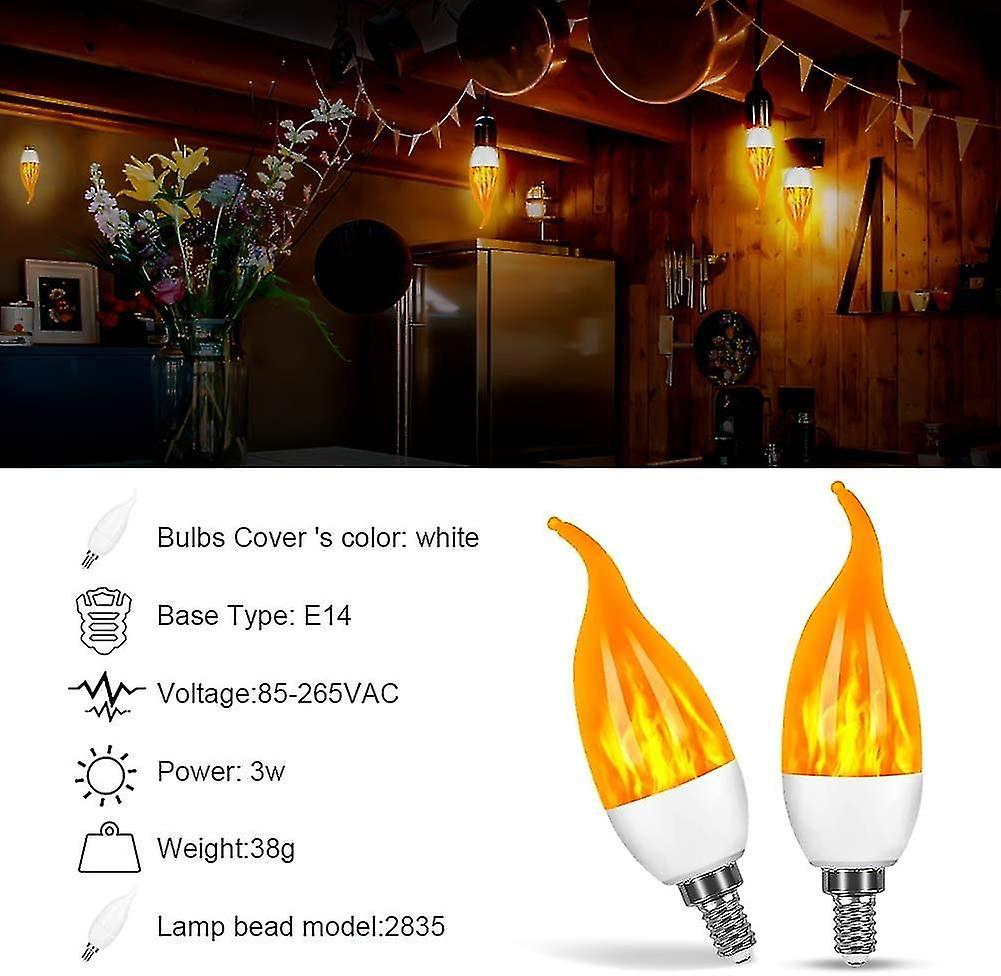 4 Pack 3w E14 Led Light Bulb Flame Effect Light Bulb With 3 Lighting Modes Decorative Light Bulb