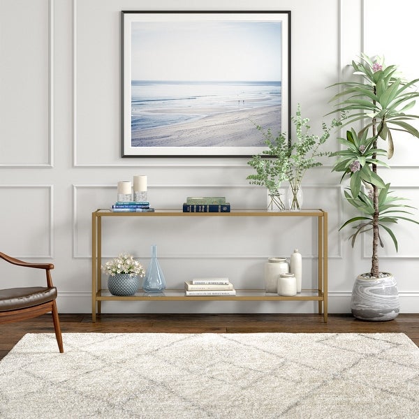 Hera 64'' Wide Rectangular Console Table with Glass Shelf