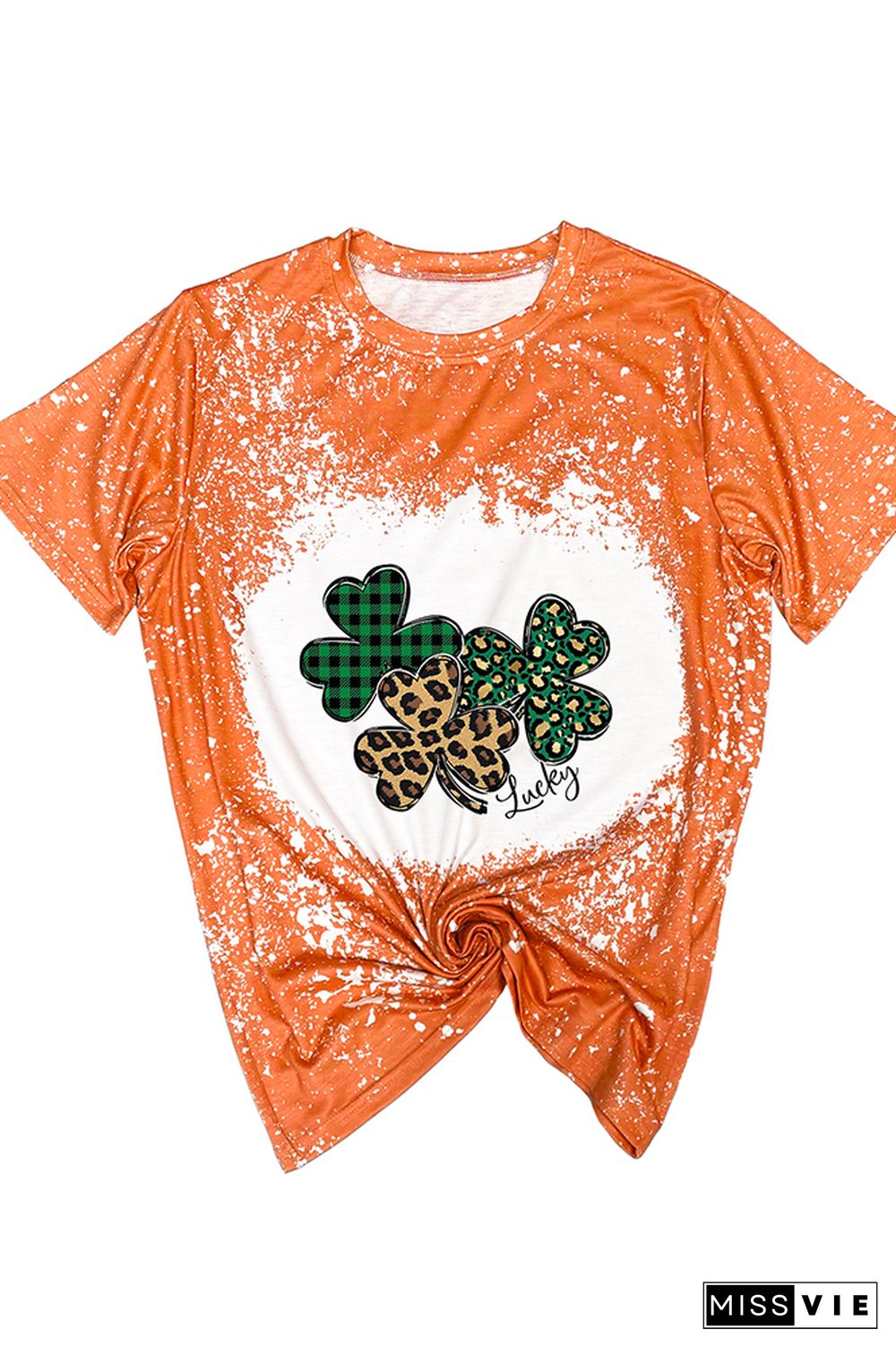 St Patricks Day Shirt,Leopard Shamrock Graphic Tee Wholesale