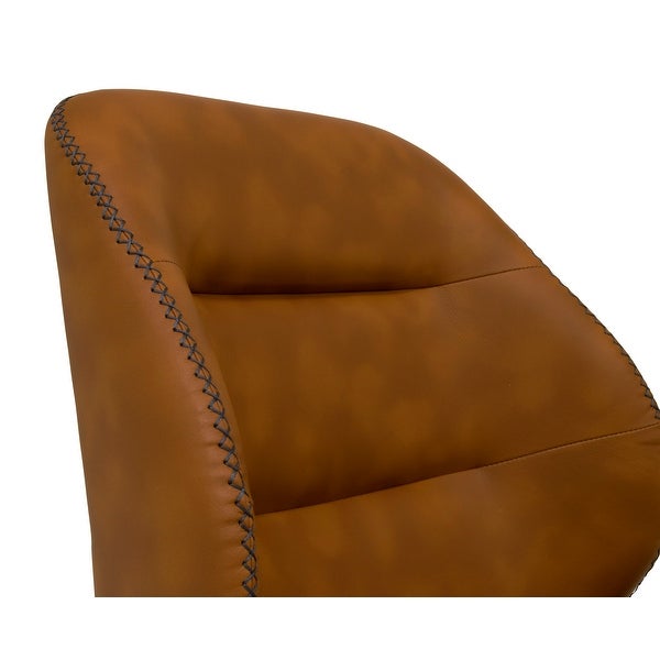 Calico Designs Devonport Brown Faux Leather Padded Swivel Accent Chair With Metal Base