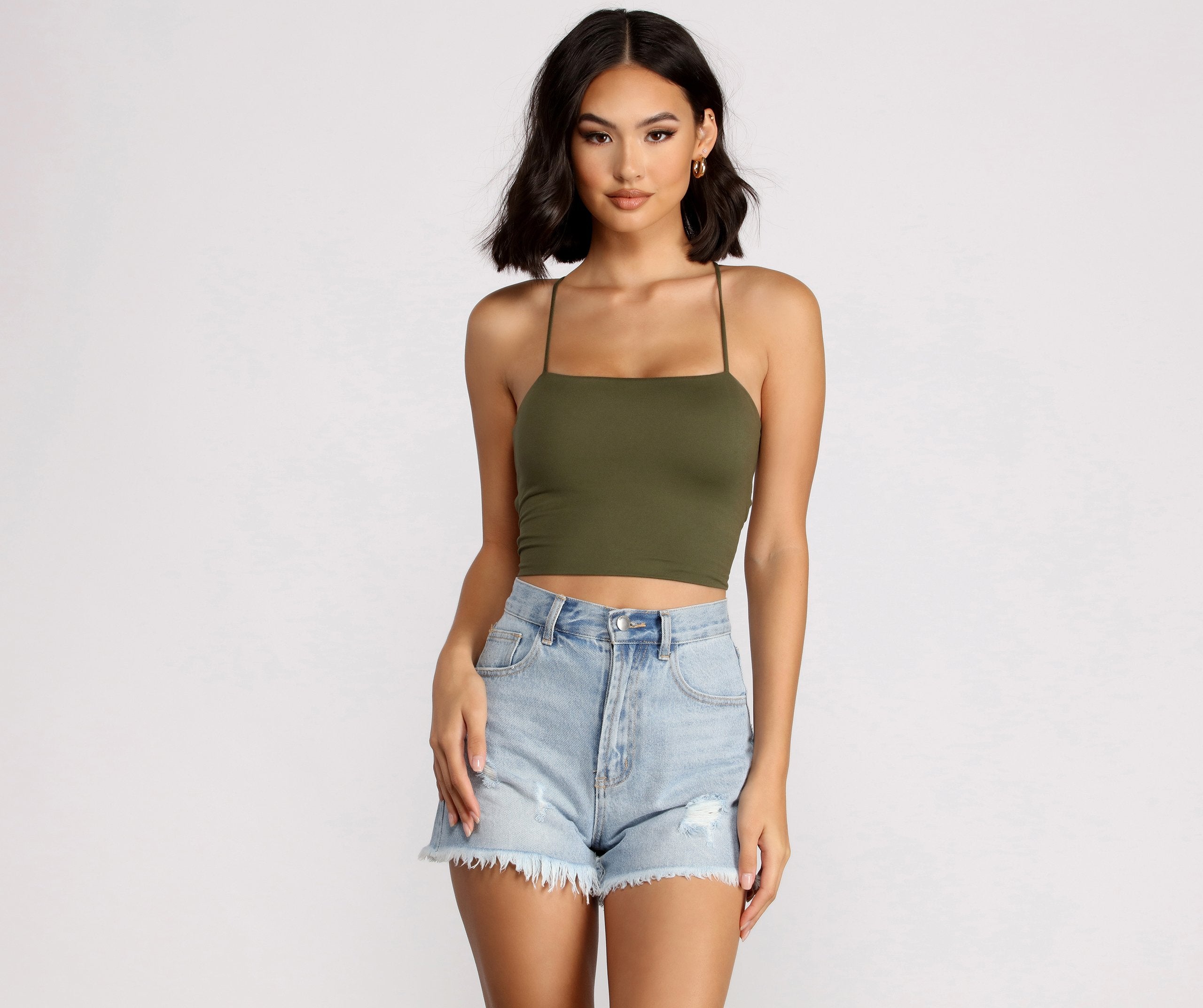 Step Up Crop Lace-Up Top