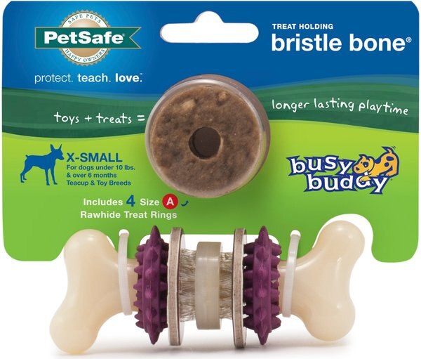 PetSafe Busy Buddy Bristle Bone Treat Dispenser Tough Dog Chew Toy