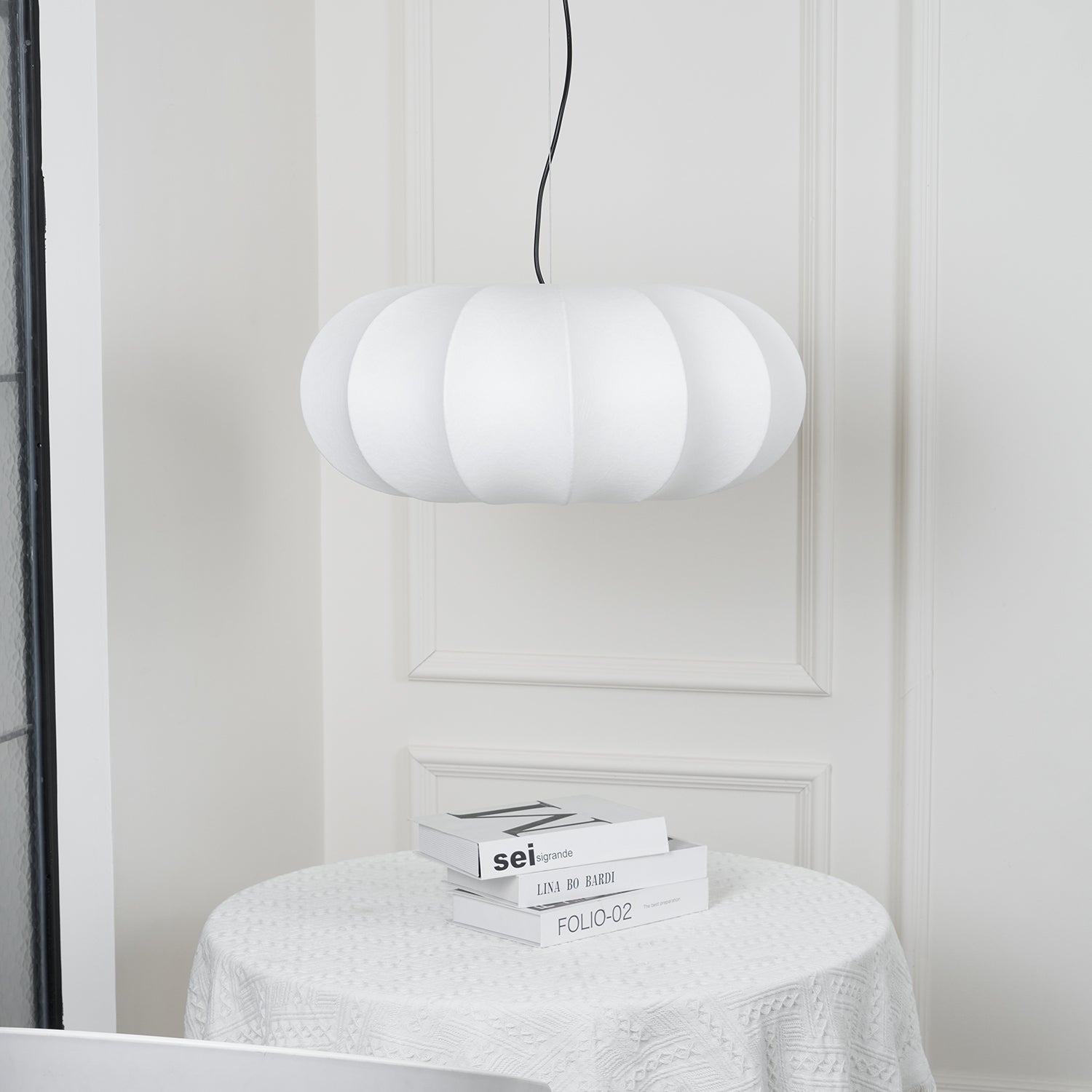 Oblate Silk Pendant Lamp