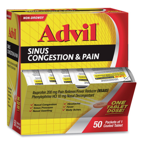 Advil Sinus Congestion and Pain Relief， 50/Box (BXAVSCP50BX)