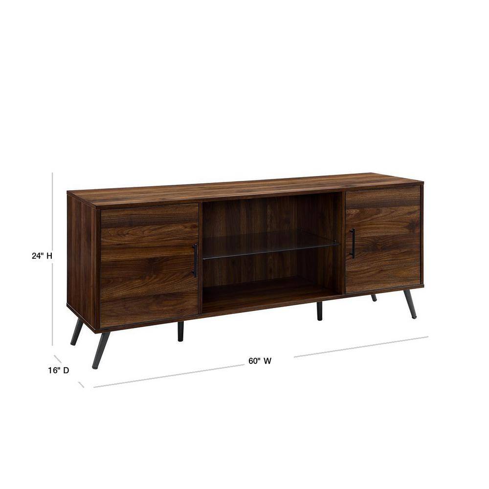 Walker Edison Furniture Company 60 in. Dark Walnut Composite TV Stand 69 in. with Doors HD60NOR2DDW