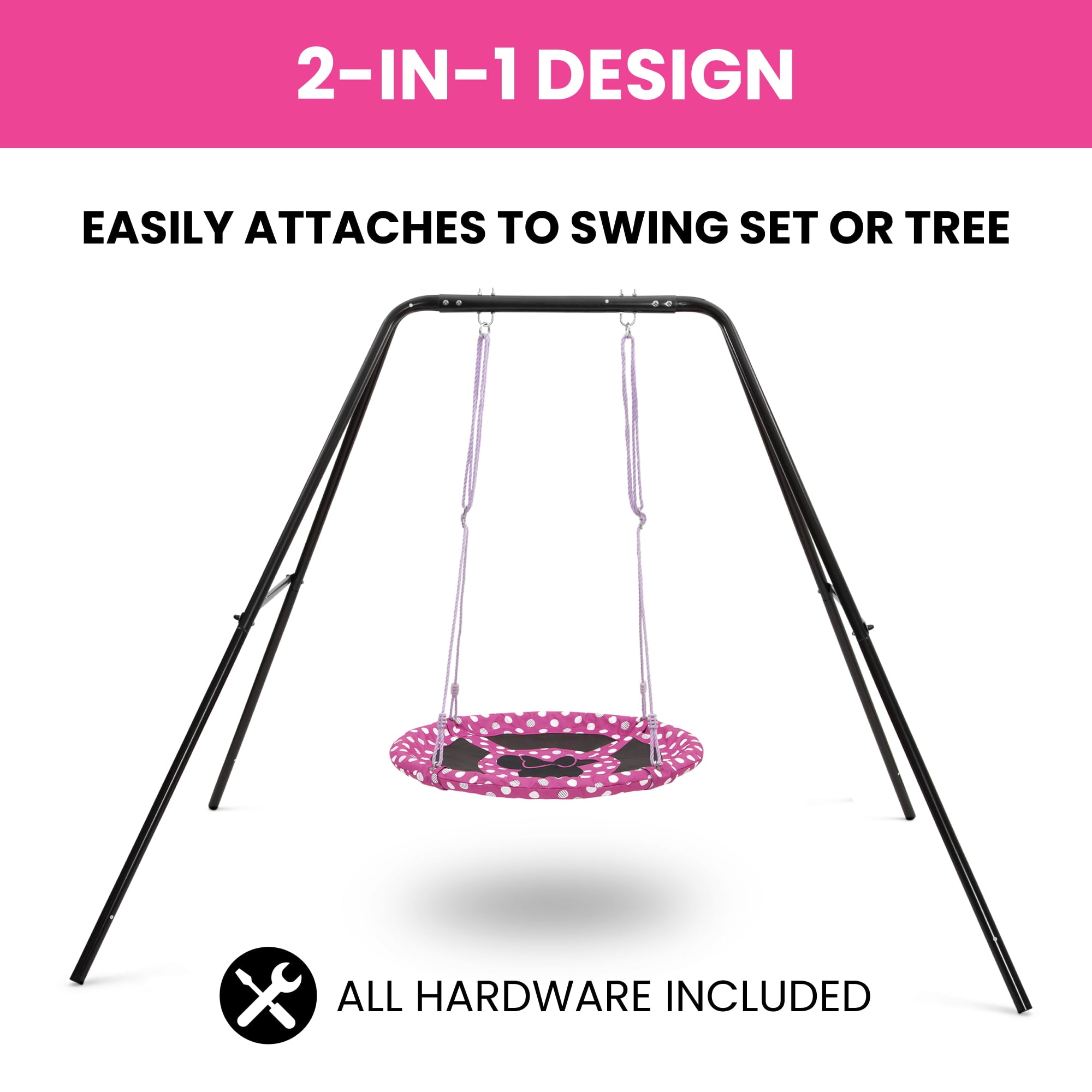 Disney Minnie Mouse 40-inch Saucer Swing – Includes Hardware for Swing Set or Tree Attachment