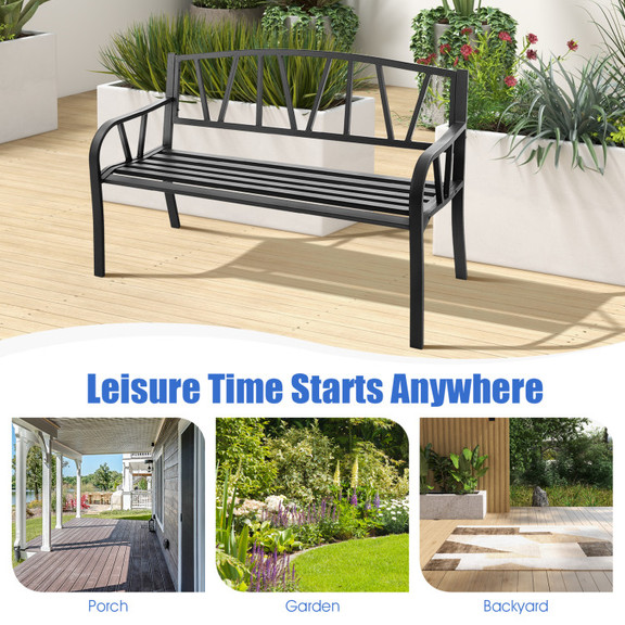 Costway 91352486 Patio Garden Bench with Rustproof...