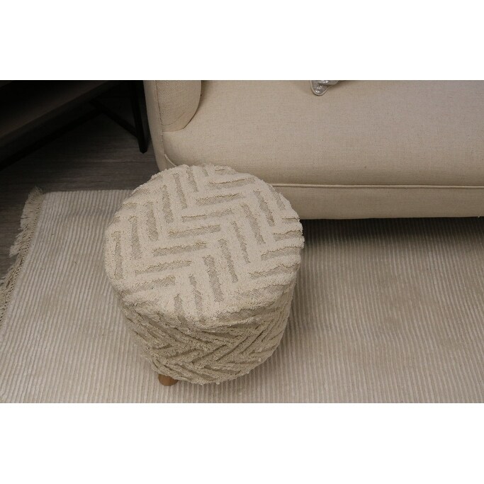 Home Manor Bordeaux Cotton Round Stool