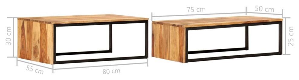 vidaXL Nesting Tables 2 Pcs Coffee Table Side End Table Solid Wood Sheesham   Industrial   Coffee Table Sets   by vidaXL LLC  Houzz