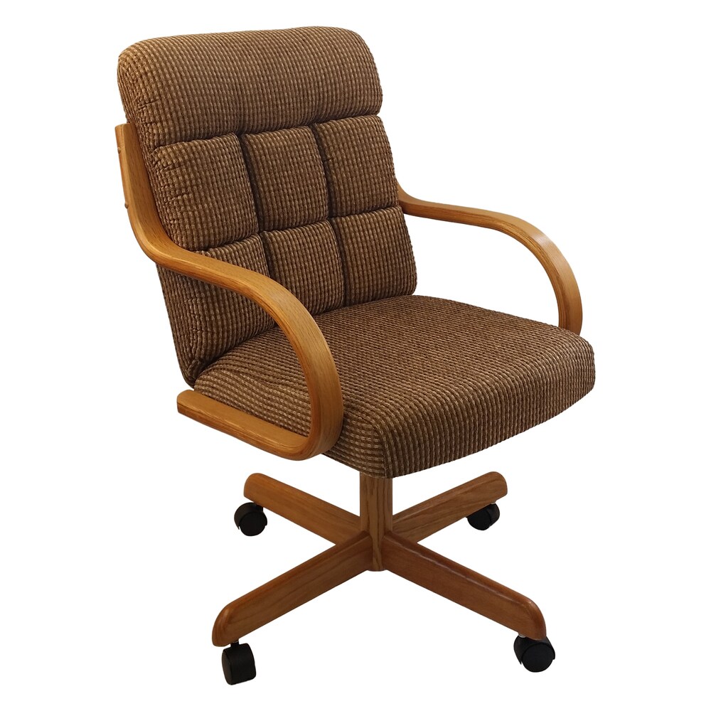 Caster Chair Company C118 Arlington Swivel Tilt Caster Arm Chair Caramel Tweed Fabric