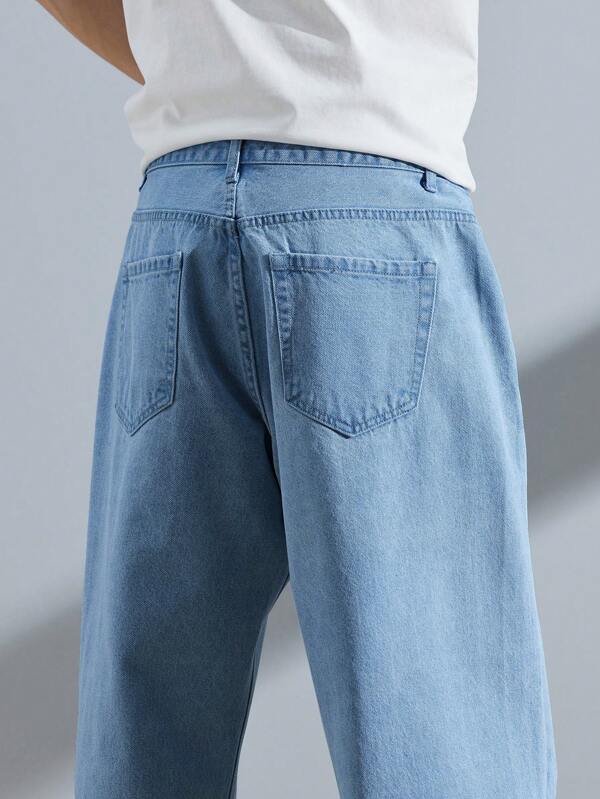 Men Slant Pocket Straight Leg Jeans